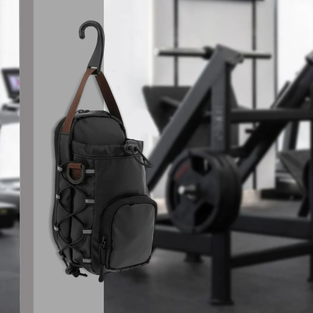 Magnetic Gym Sling Bag with Water Bottle Holder Gym Chest Pouch Gym Bottle Carrier Bag for Men Women Gym Accessories Organizer