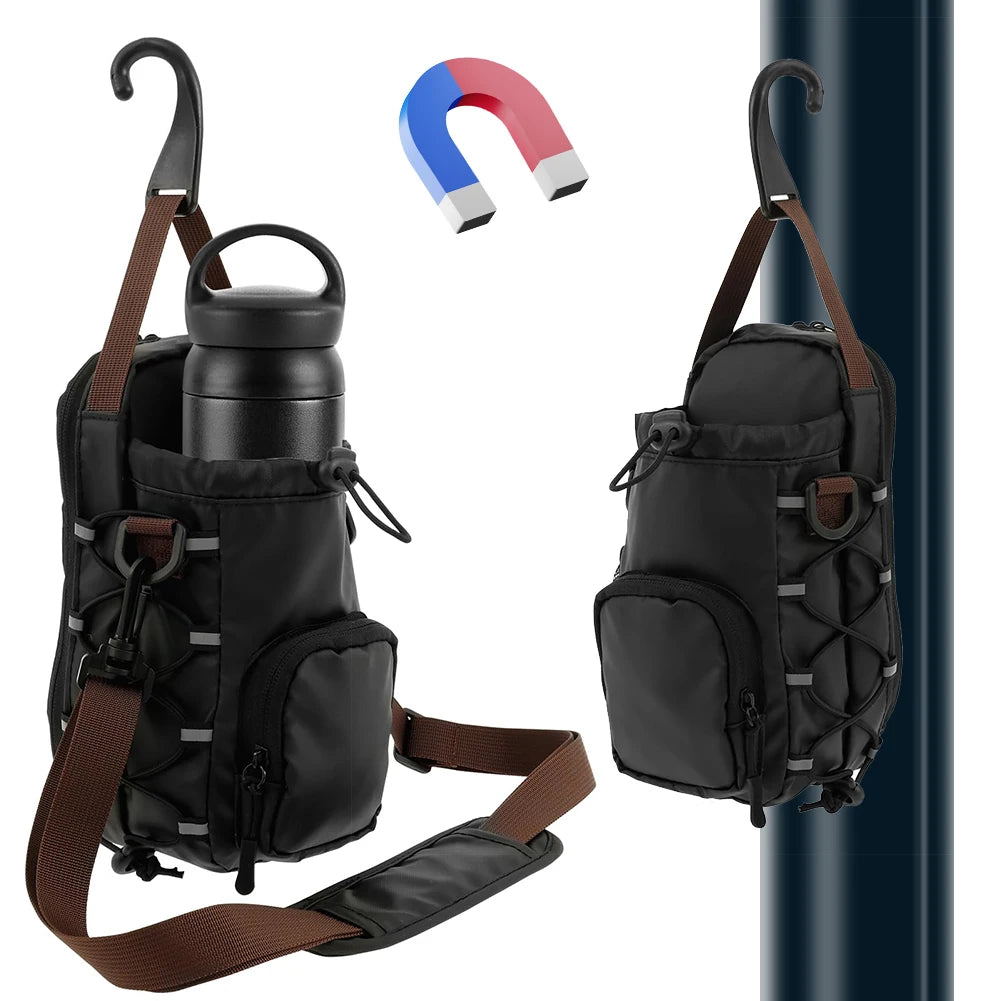 Magnetic Gym Sling Bag with Water Bottle Holder Gym Chest Pouch Gym Bottle Carrier Bag for Men Women Gym Accessories Organizer